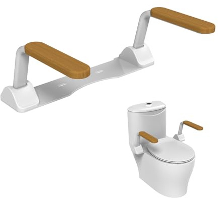 Heuffe Mobile WC Aufstehhilfe & Aufstehhilfe Toilette Klappbar，Ohne Bohren Toilettengriff mit Armlehnen und Haltegriff - Für Senioren/Behinderte, Toilettenstützgestell-Holz