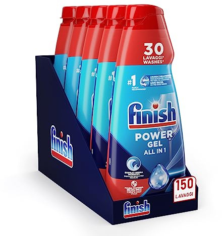 Finish Powergel Dishwasher Detergent Fresh, Gel Dishwasher, 150 Washes, 5 Packs of 30 Dishwashers