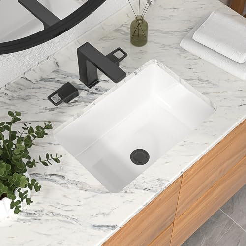 Mocoloo Lavello da bagno sottotop 45,7 x 30,5 cm rettangolare in porcellana bianca ceramica lavandino da bagno 6 pollici bacino profondo con troppopieno piccolo lavabo top sotto montato il bancone