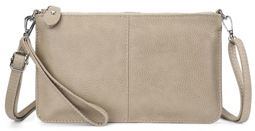 befen Genuine Leather Wristlet Clutch Purses and Handbags Phone Bag Envelope Crossbody Bags for Women, Small Cross Body Bag Women with Adjustable Shoulder Strap-Vintage Pale Beige