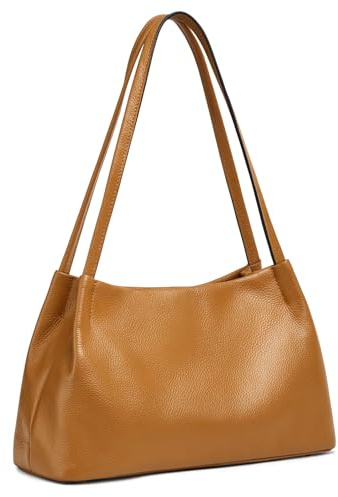 Kattee Leather Purses and Handbags for Women, Soft Genuine Leather Shoulder Hobo Bags with Top Magnetic Snap Closure Brown