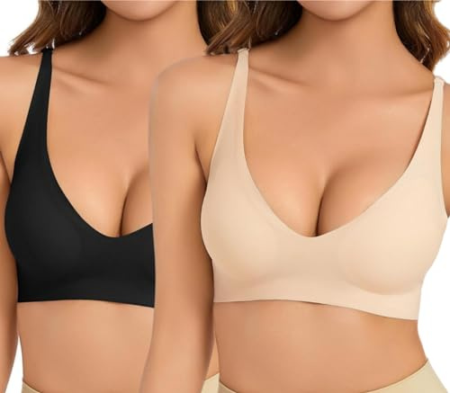 Ronronner Reggiseno Donna Comodo e Morbido, Reggiseno Imbottito Rimovibile, Senza Cuciture Supporto Completo e Cinghie Regolabili, Black, XXL