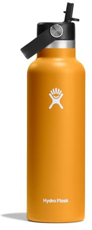 Hydro Flask - Wasserflasche 621 ml (21 oz) - Vakuumisolierte Edelstahl-Wasserflasche mit Flex-Trinkhalm-Verschluss - Standardöffnung - Fossil