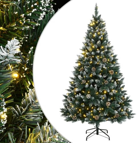 vidaXL Albero di Natale Artificiale Incernierato con 300 LED 180 cm, Albero di Natale Finto, Albero di Natale dall'aspetto Reale, Decorazione Natalizia
