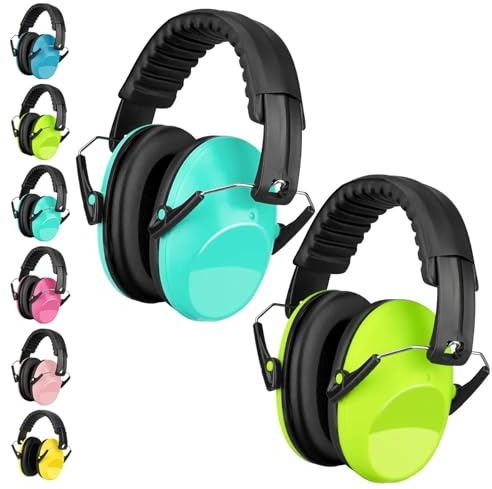 Auriculares antiruido para niños, juego de 2, SNR de 26 dB para niños de 3 a 16 años, casco con cancelación de ruido Fácilmente ajustable plegable para el autismo, TDAH, luces de artificio, concierto