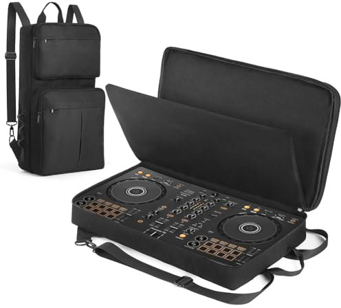 Introti Mochila para DJ Pioneer DDJ-400, DDJ-FLX4 y Roland DJ-202 - Funda portátil antiarañazos con correa ajustable para el hombro - Bolsa de almacenamiento de viaje para DJs, Black, Mochila para DJ