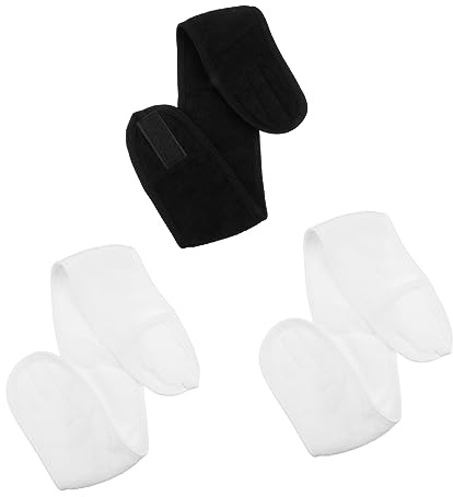 PACKOVE 3pièces Bandeau De Bain Pour Femme Lavage Visage Blancs Noir -tête Absorbant Pour Sport Coiffure