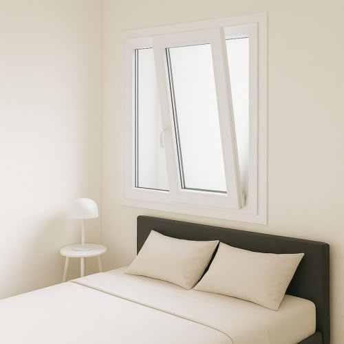 Fenêtre PVC 2 vantaux H 105 x L 140 cm OB pour pose en neuf avec poignée