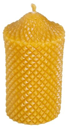 BeesWax World – Bougies en cire d'abeille 100 % pure, faites à la main – Mèche en coton, décoratives et durables – Combustion propre, différentes formes (Cylindre matelassé – H 115 mm | Ø 5,7 cm)