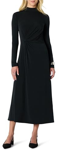 Amazon Essentials Maxi Abito Corto a Maniche Lunghe Taglio Fit and Flare Donna, Nero, XL