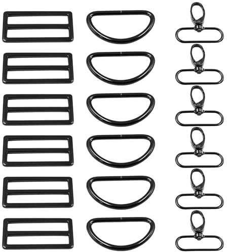 Ebksqs Mosquetón con articulación giratoria, anillos en D de 40 mm, accesorios de bolsillo para coser, llavero, anillos, hebillas y cierres