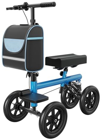 Patinete de rodilla rehabilitador plegable, equipado con manillar ajustable y soporte para la rodilla, con sistema de doble freno y ruedas todoterreno, adecuado para la rehabilitación tras una lesión