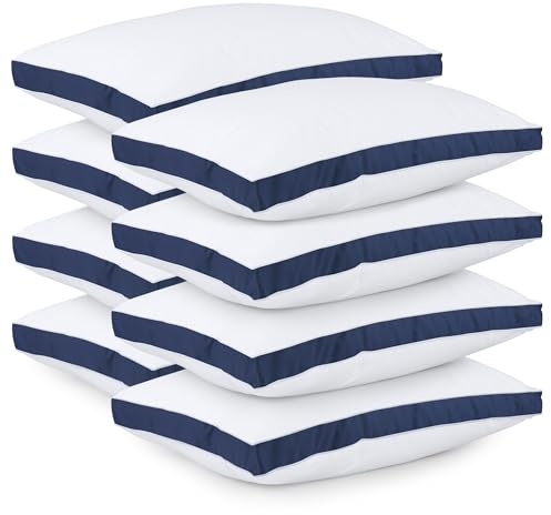 Utopia Bedding Pillows Pack Size, Hotel Quality Pillows, Brushed Fabric, Bed Pillow for Back, Stomach or Side Sleepers (8, Navy, Standard)