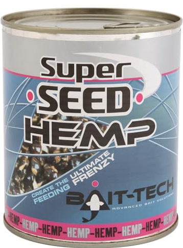 BAIT-TECH SUPER SEED HEMP TINNED LOOSE FEED NATURAL CARP FISHING BAIT 350g