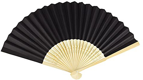 VON LILIENFELD Fächer Bella Hochzeitsfächer Deko Klappfächer Papierfächer Bambusstäbe schwarz