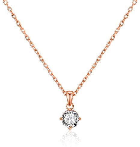 Philip Jones Rose Gold Plated Solitaire Necklace Created with Zircondia® Crystals