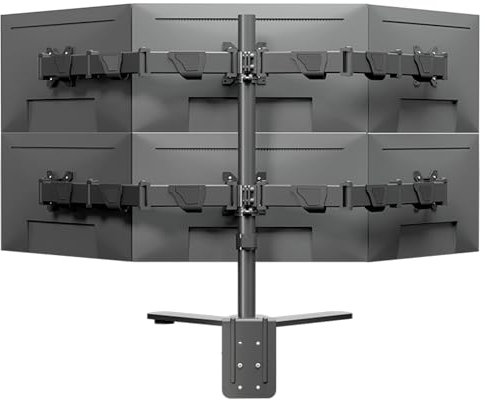 HILLPORT Monitor Halterung 6 Monitore für 13 bis 27 Zoll, Bildschirmhalterung, 360° Drehbar Monitorhalterung 2 Montageoptionen VESA 75/100 X35-6P