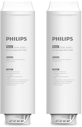 PHILIPS AUT820/10 diskhofilter, paket med 2, aktivt kol, QuickTwist Change, eliminerar 99% av klor, rent vatten för badrum och kök, plast
