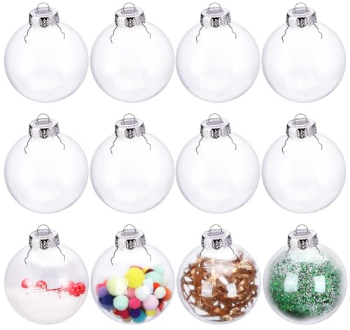 12 Pack Clear Plastic Fillable Ornament Ball 3.15''/80mm for Christmas,Holiday, Wedding,Home Decor