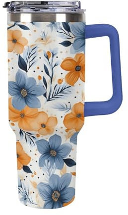 Tumlare med handtag 40 oz stor kapacitet 304 rostfritt stål bilkopp – dubbelväggig vakuumisolerad resemugg med läckagesäkert lock, isad för te kaffe present, miljövänlig och bilhållare passform