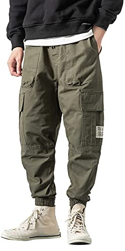 Generico Pantaloni Uomo Cargo Casual Sportivi Baggy Pantalone Tuta Lavoro Comodo Leggero Pantaloni da Camminata Cotone Multitasche Pantalone Tasconato con Tasche Laterali Slim Fit Jogging Cargo Pants