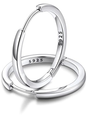 FaithHeart örhängen silver 925 stora kreoler huggies 18 mm örhängen för kvinnor flickor helix piercing fällbara creoler silverörhängen öronpiercing kreoler smycken
