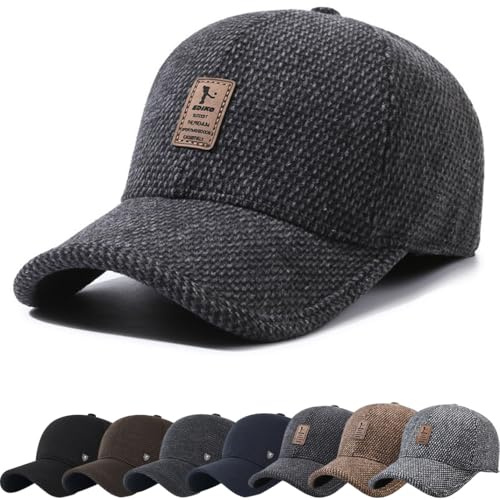Gorra de Béisbol Invierno Hombre con Orejeras Plegables Sombrero de Invierno Hombre con Orejeras Plegables Gorras de Unisex Cálido al Aire Libre Circunferencia de la Cabeza 56-60cm