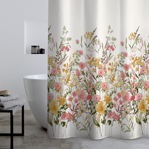 Catherine Lansfield Countryside Floral 180x180cm Shower Curtain Pink