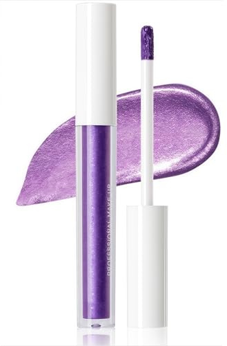 Glitter Eyeshadow, Purple Eye Shadow Quick-Dry & Long Lasting, Highly Pigmented Liquid Eyeliner, Diamond Shimmer Eye Makeup