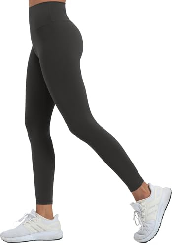 Yvette 7/8 Leggings Damen, High Waist Sommer dünne Sporthose, sehr Soft Blickdicht Leggins für Yoga Gym Alltags,Grau,M