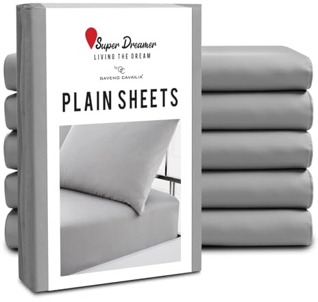 GC GAVENO CAVAILIA Fitted Sheet Single 6 Pack - Plain Dyed Microfiber Bedding Sheets - Fade, Wrinkle & Shrink Resistant Bottom Sheets - 25cm Deep Breathable Bed Sheet with Elasticated Corners - Grey