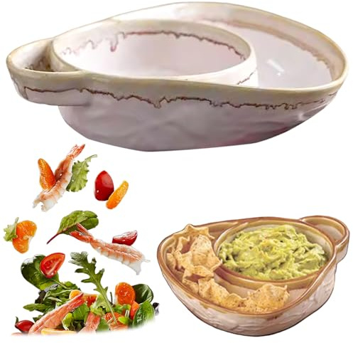 Lawnrden Plato Sopa Y Sándwich Combo Plato Sopa Y Sándwich Cerámica con Asa Cuencos Cuencos Laterales De Gres Retro Fácil De Limpiar para El Desayuno Beige, con Asas