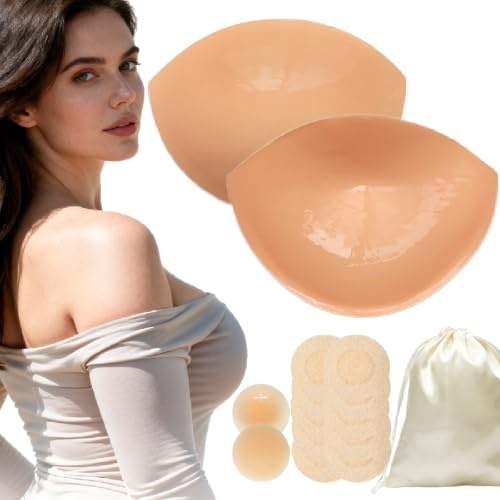 Wieysdoo dubbelsidiga självhäftande bh-inlägg, självhäftande push-up pads för mer volym, återanvändbara och tvättbara bh-kuddar