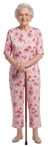 Oyolan Femme Grenouillère De Soin Manches Courtes Personnes Âgées Alzheimer Adulte Patient Combinaison Pyjama Fermeture Éclair dans Le Dos