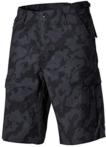 Rip Stop, pantaloni corti con tasconi., 100% cotone, nero, motivo militare, X-Large