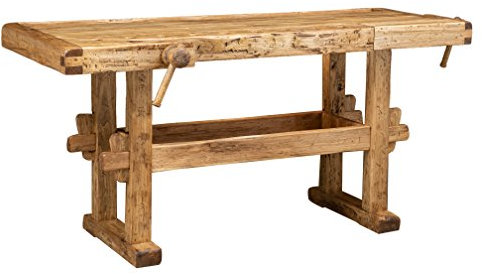 Biscottini Tavolo alto da lavoro 194x90x84 cm Made in Italy | Isola cucina piano lavoro legno massello | Bancone cucina | Tavolo in legno massello