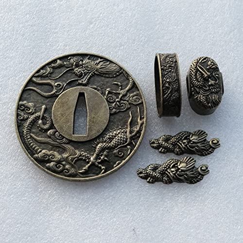 Samurai Sword Koshirae Set，Alloy Tsuba Fuchi Kashira Menuki Katana Fittings