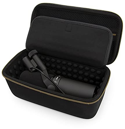 CASEMATIX Rode Mic Case Compatible with Rode PodMic Dynamic Microphone, Shure MV7 XLR Microphone and Other Cardioid Condenser Microphones with Accessories - includes Podcasting Mic Bag Only