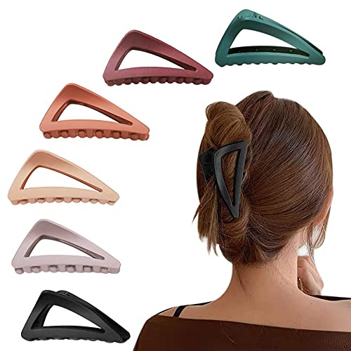 Hair Claw Clips Girls Women Nonslip French Matte Claw Clip for Thin Hair Curly Straight Long Hair - 6 Packs/Set