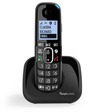 Amplicomms per Delta Telefono Cordless Amplificato per Anziani Suoneria Forte 90 Db, Volume Alto 35 Db, Pulsante Boost, Vivavoce, Call Blocker programmabile per blocco chiamate indesiderate