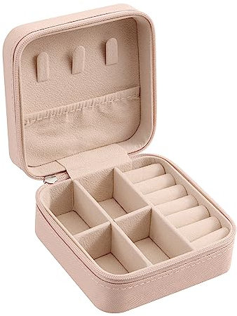 kwmobile Joyero de Viaje - Caja Joyero Pequeño de 10 x 10 x 5 cm - Organizador Pendientes Collares Pulseras Anillos - Rosa Palo