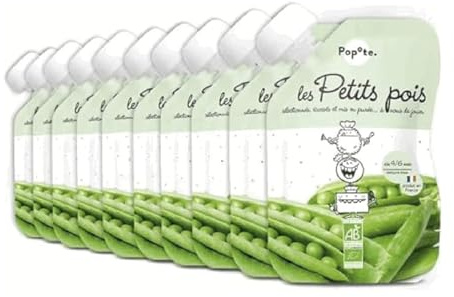 POPOTE - Purée Petits Pois Bio - Dès 4/6 Mois - Recette Gourmande Sans Sucres Ajoutés - Texture Adaptée Bébé - Idéale Pour Diversification Alimentaire - Format Pratique à Emporter - Pack 10 x 120g