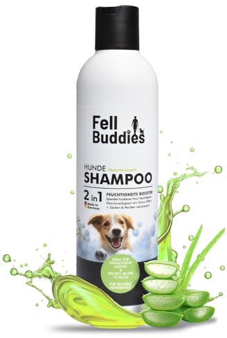 FellBuddies® Sanftes Hundeshampoo mit Aloe Vera – Naturkosmetik für jeden Hund – Spendet Feuchtigkeit bei trockener Haut, verleiht Geschmeidigkeit & sichtbaren Glanz – Vegan
