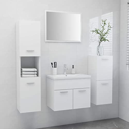 Camerina Set Mobili da Bagno Bianco in Truciolato,Set Arredo Bagno,Set Mobili da Bagno Completo,Bagno Completo Moderno(SPU:3070910)