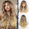 HAIRCUBE Peluca para Mujeres, Peluca Larga Rizada Rubia y Marrón con Flequillo para Mujeres, Cabello Sintético Natural, 22 Pulgadas, Adecuada para Halloween/Fiestas/Usos Diarios. (Rubia y Marrón)