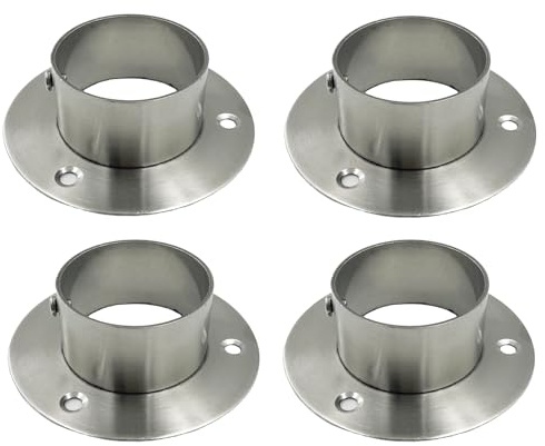 Yuqim Confezione da 4 basi rotonde per pali in acciaio inox, resistenti per ringhiere, staffe di ancoraggio per pali per recinzioni, supporti per tubi rotondi (38 mm, argento)