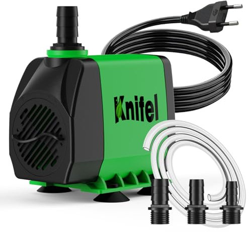 KNIFEL Pompe de Fontaine Submersible 60W 3000L/h avec Protection Contre la Surchauffe, Ultra Silencieuse pour Bassin/Puits/Systèmes Hydroponiques, Pompe pour Aquarium - Câble 1,8m
