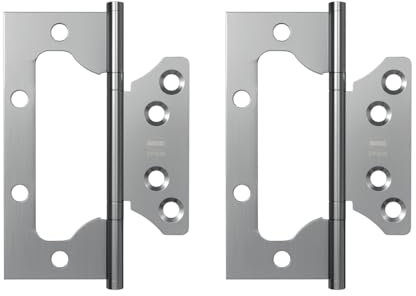 Amig - Pack de 2 Bisagras - 100 x 75,5 x 2,5 mm - Recomendada para su Uso en Puertas - Apertura y Cierre Silencioso - Acero Inoxidable Mate - Incluye Tornillería