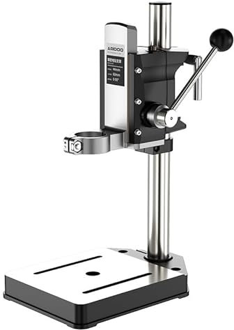 Soporte Profesional para Taladro Eléctrico de Carga Pesada, Universal Ajustable con Columna de Acero 100mm & Base de Aluminio, Profundidad de Taladro 60mm, 3 Adaptadores para Madera/Plástico/Metal