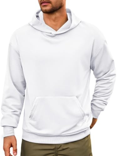 Runcati Uomo Felpa con Cappuccio Manica Lunga, Bianco, M